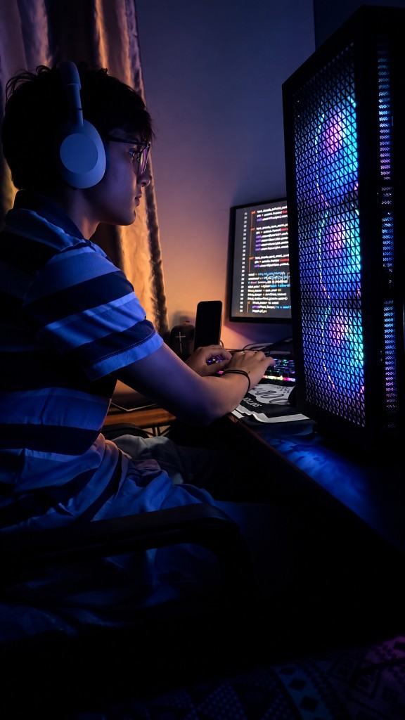 Zavyan working at his computer